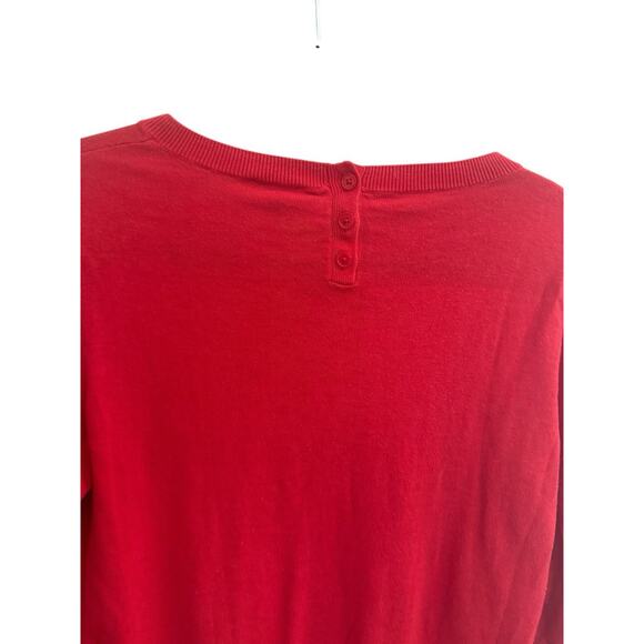 Talbots Sweater Womens Medium Red Dog Graphic Boston Terrier 3/4 Sleeve #6033 - Picture 8 of 12